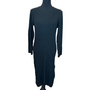 New ~ ALL IN FAVOR ~ Women's Ribbed Long Sleeve Slit Midi Sweater Dress Size S